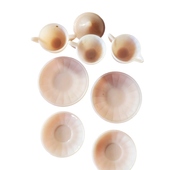 Light Pink Akron Agate vintage childrens dishes - Picture 2 of 2